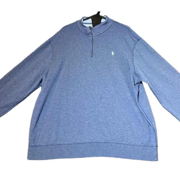 Polo Ralph Lauren 1/4 Zip Mens XXL Heather Blue Preppy Logo Casual Golf Fall - Picture 1 of 16